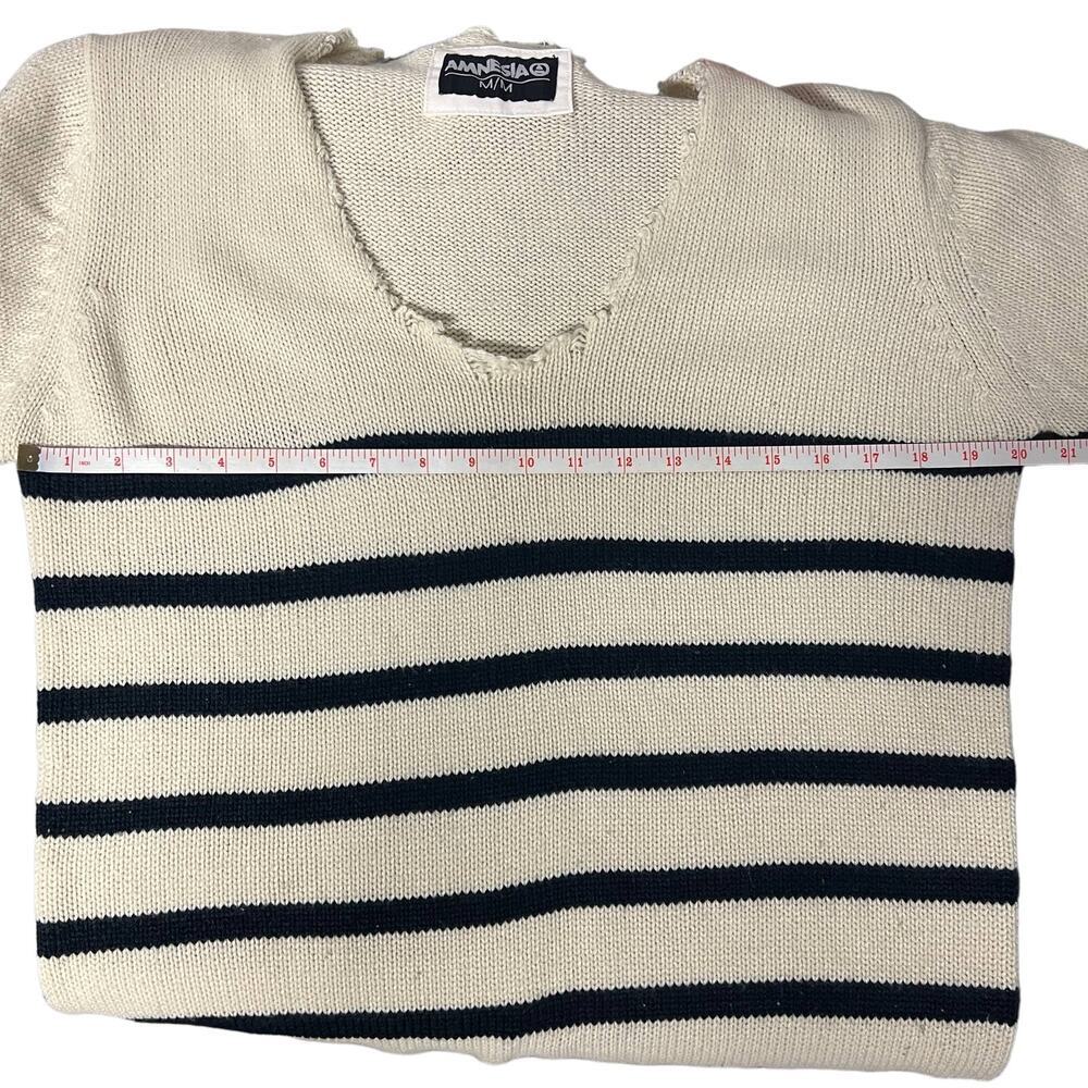 Amnesia Men's Striped V-Neck Pullover Knit Sweater Size Medium - Picture 5 of 8